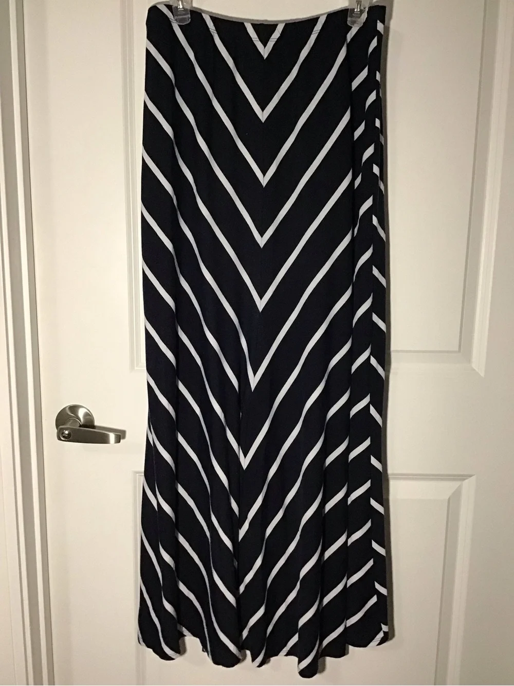 Navy and White Diagonal Stripe Maxi Skirt Size M